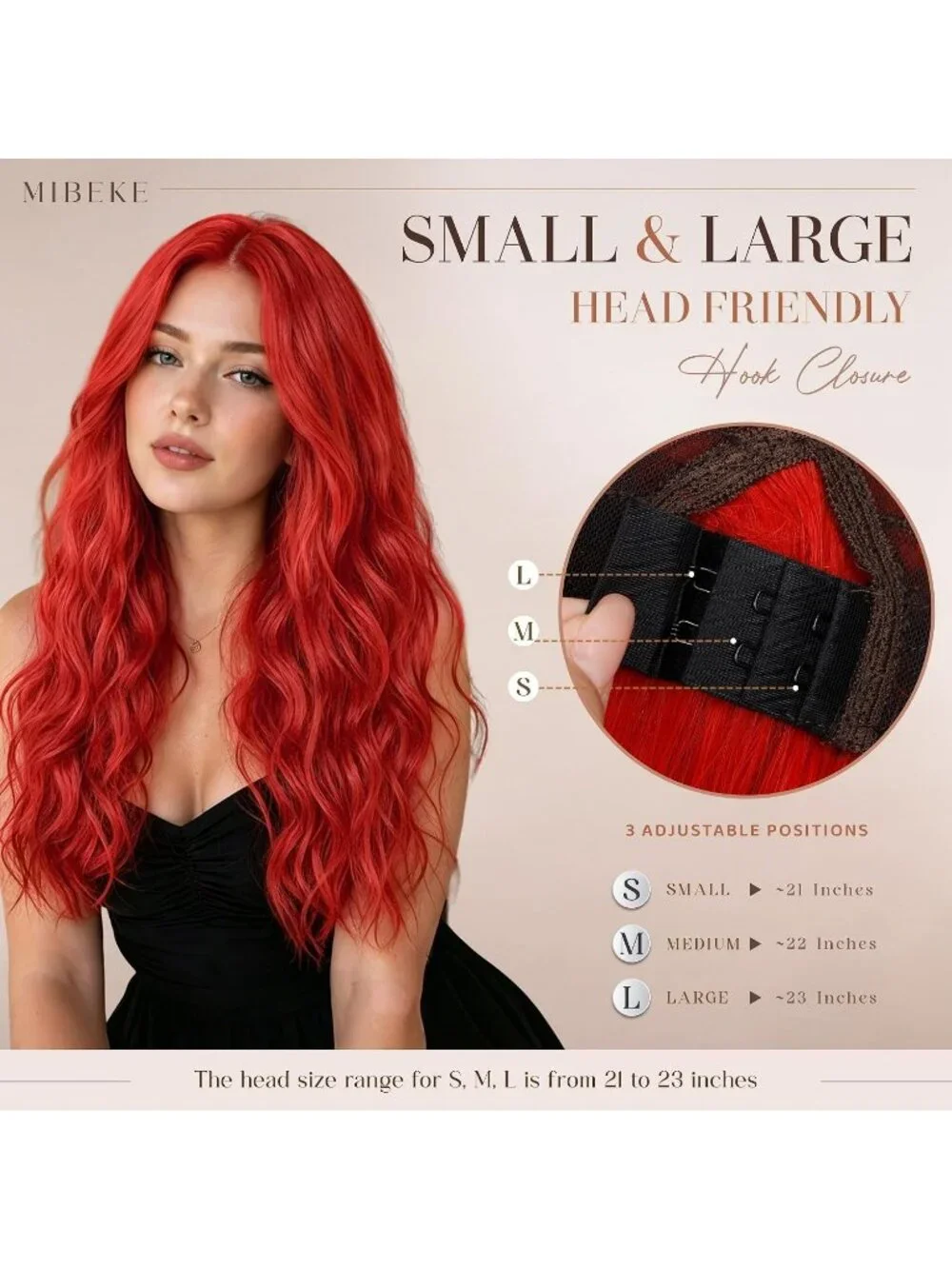 Women's Red 26 Inch Long Synthetic Middle Part Lace Front Wavy Wig
